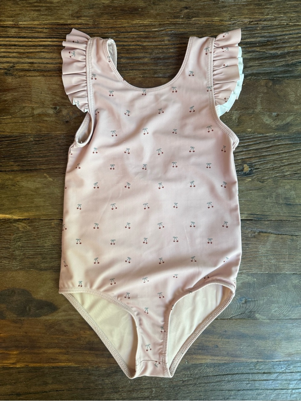 Quincy Mae Girls' Pink Cherries Ruffle-Sleeve One-Piece Swimsuit